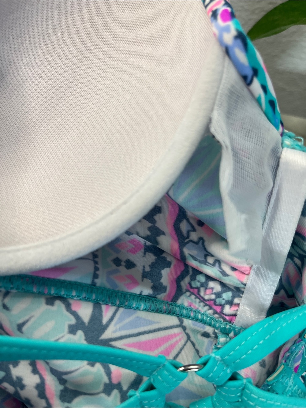 Free Country Floral Swim Top in Teal, Pink & Navy (Flawed, see description) - Picture 8 of 8